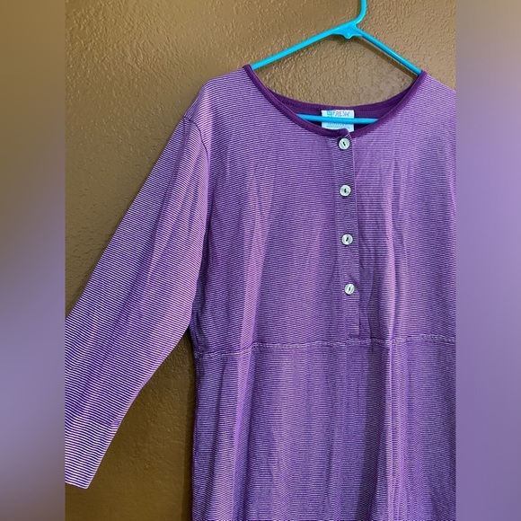 Fresh Produce Vintage Maxi Dress Purple Stripe Size Large Made in USA - Picture 2 of 9